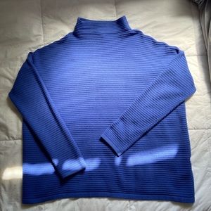 blue ribbed turtleneck